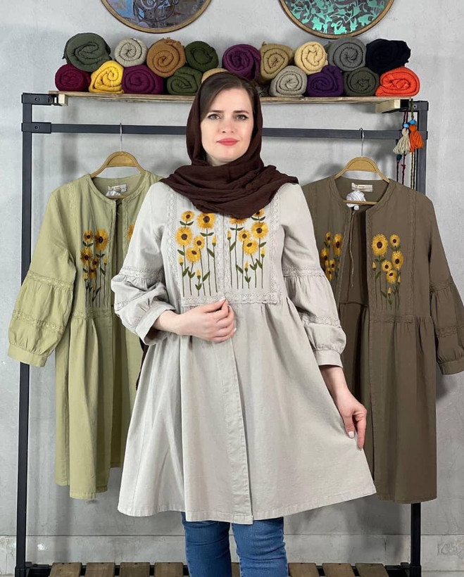 مانتو هنری ترک گلدوزی با دست