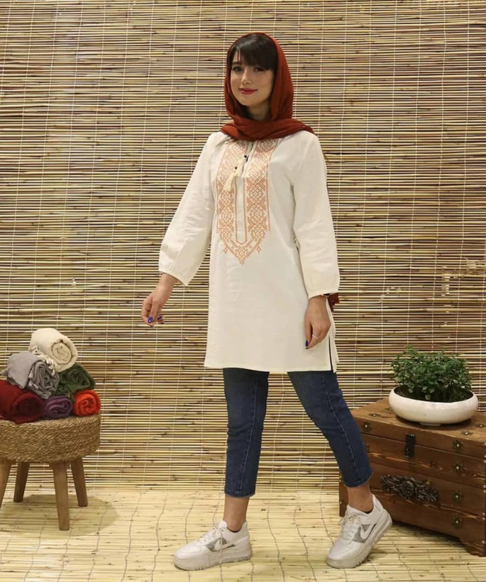 مانتو هنری گلدوزی با دست