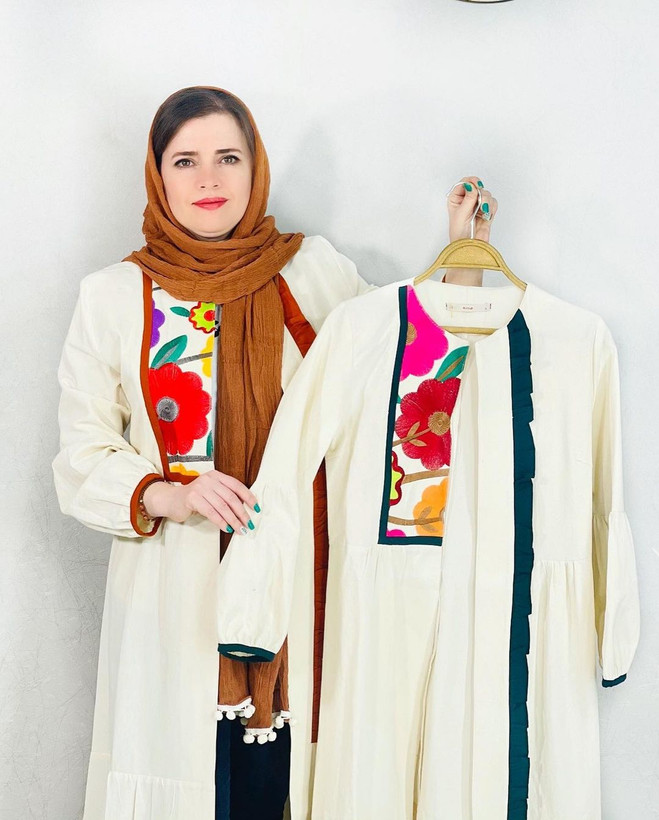 مانتو ترک گلدوزی با دست