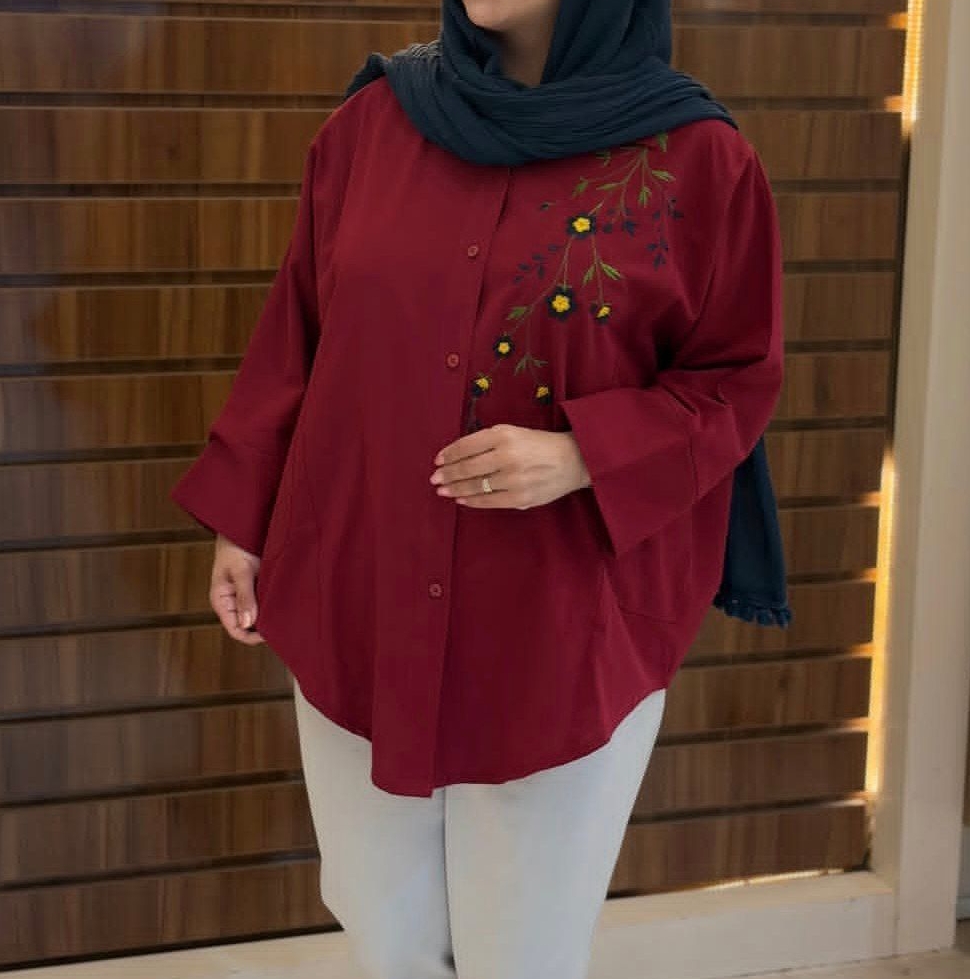 مانتو تونیک لینن گلدوزی گل دار تابستانه